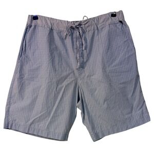Hanro Mens Blue Check Pull On Boxers Shorts Drawstring Waist Lounge Luxury XL
